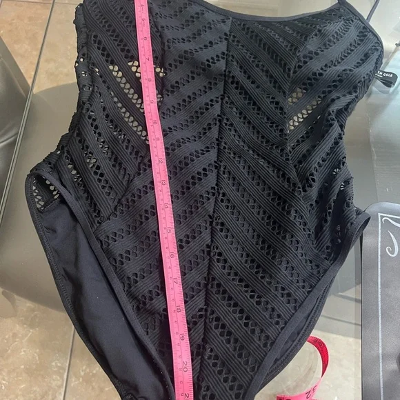 Kenneth Cole Black Mesh One-Piece Swimsuit - Picture 3 of 5